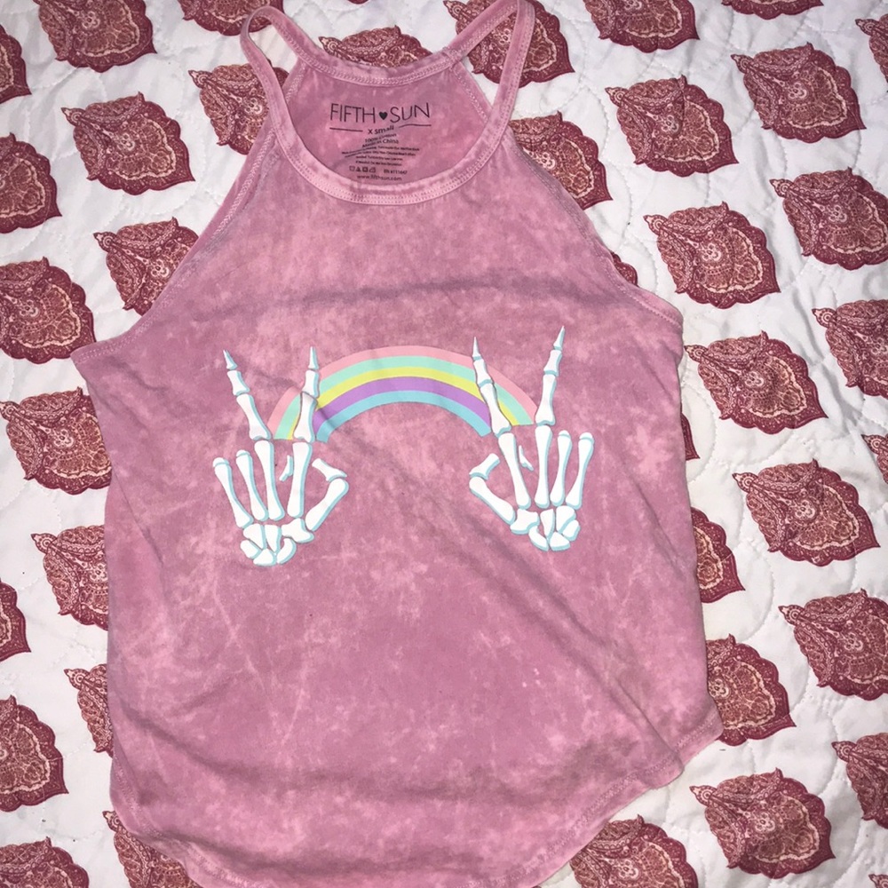 Fifth Sun Peace Sign and Rainbow Tank